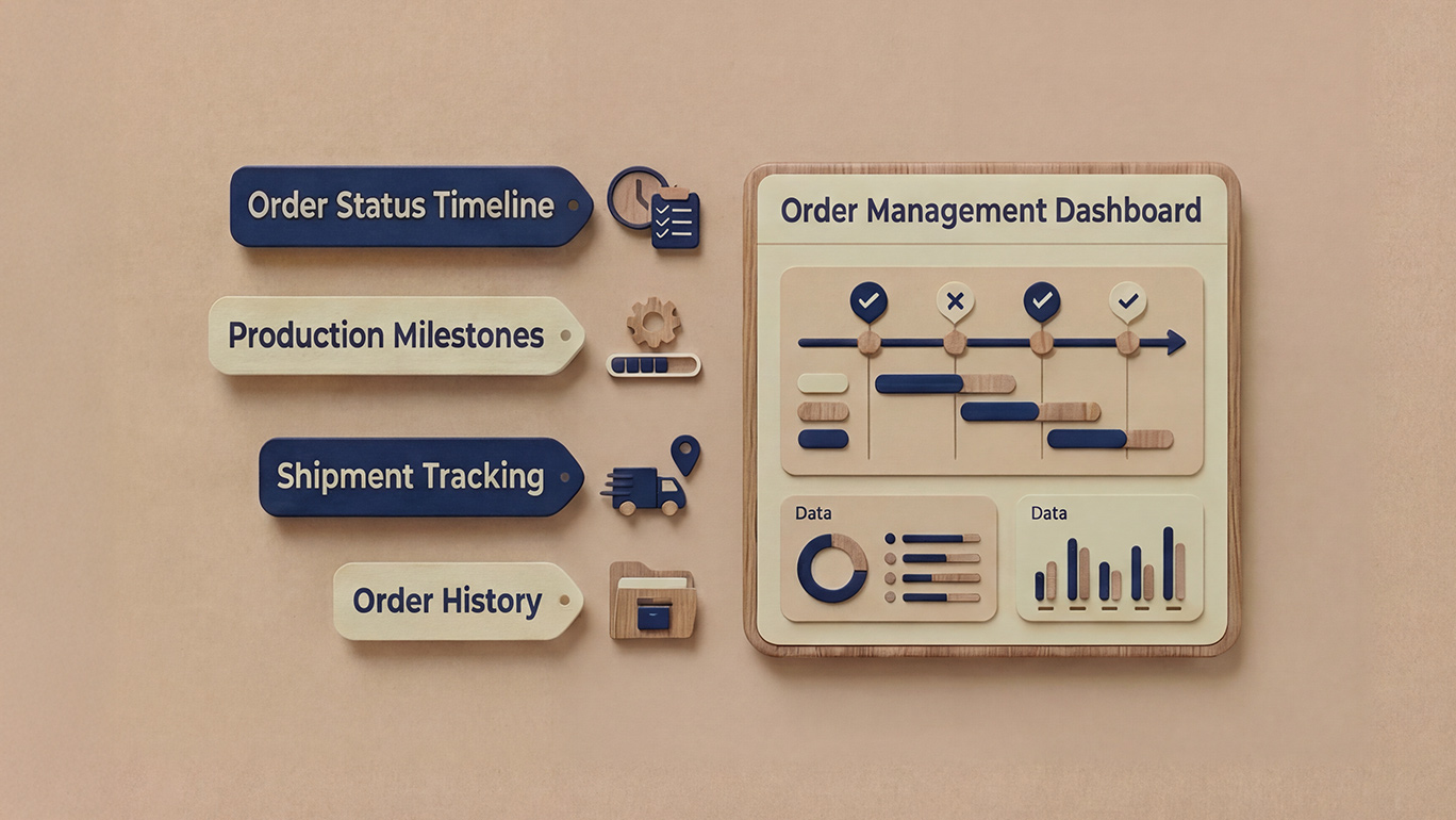 Order tracking dashboard showing timeline and milestone updates